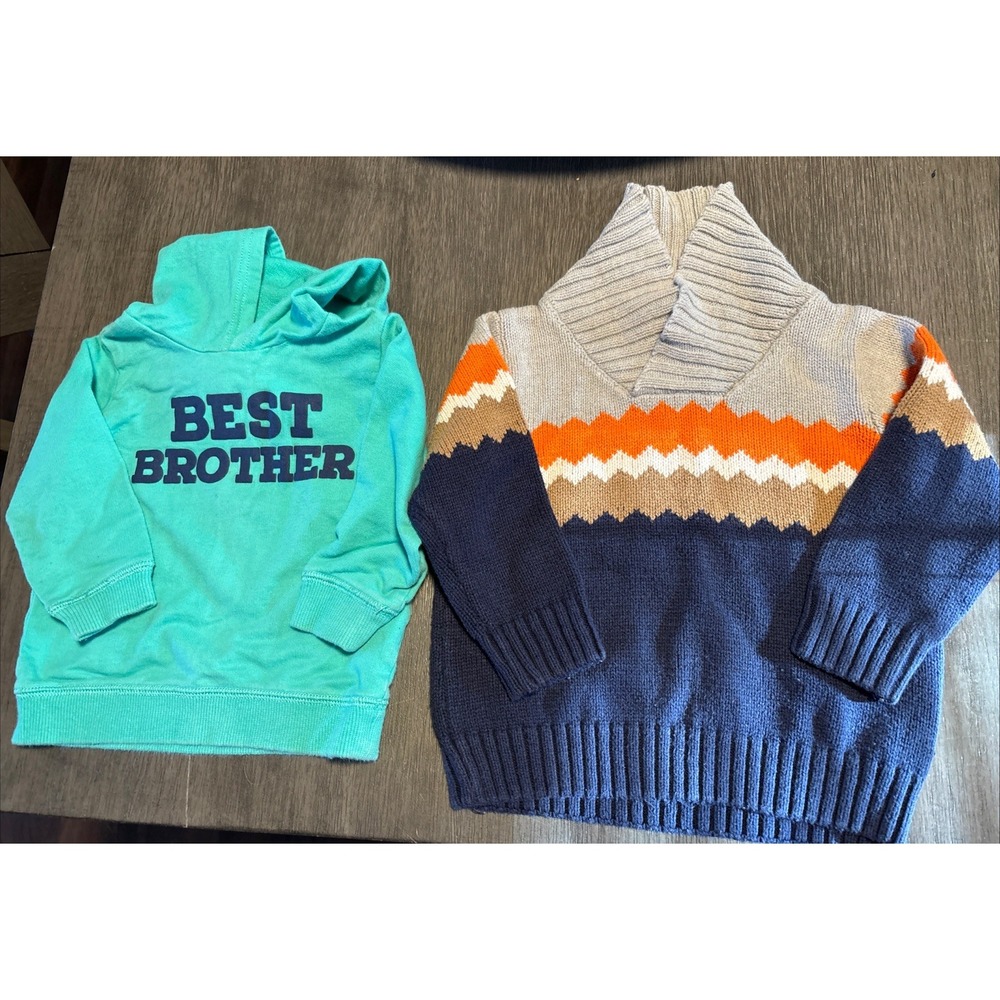 Toddler Boy 18M Gymboree Thick Sweater & Best Brother Hoodie